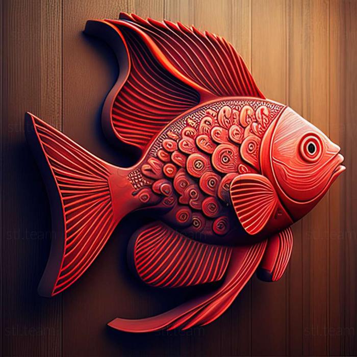 3D model Red paku fish (STL)